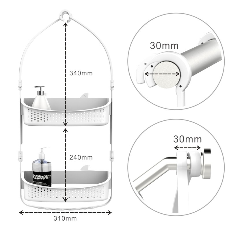EMT ETRENDS Plastic Shower Caddy Over Shower Head/Door,Hanging Shower Caddy,