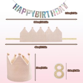 HJJMN Baby Birthday Crown Kids, Reusable Kids Felt Happy Birthday Hat Classic Felt Crown, Hats With Adjustable Velcro for Girls Boys Baby Children Aged 0-9 Have Happy Birthday Banner