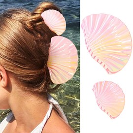 Fashey Mermaid Hair Clips Seashell Claw Clip Acrylic Hair Claw Clips Beach Hair Accessories for Women (Pink)