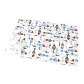 Printed Pre-Cut 100% Cotton Fat Quarters Quilting Fabric Squares (18" x 29") for DIY Quilting Patchwork, Scrapbooking, Art Craft Supplies - Blue/Red Fish