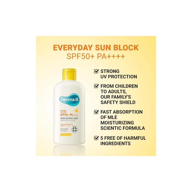 Derma:B Everyday Sun Block Spf50+ Pa++++ Rostro Y Cuerpo