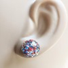 12mm Patriotic Red White Blue Glitter Bubble Stud Earrings -