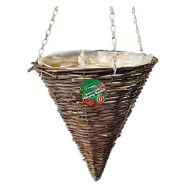 Kingfisher HB12RC Dark Rattan Cone Hanging Basket, Brown, 12-Inch