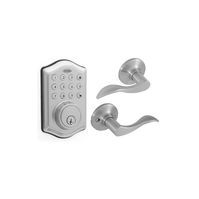 Digital Deadbolt with Passage Lever Satin Nickel