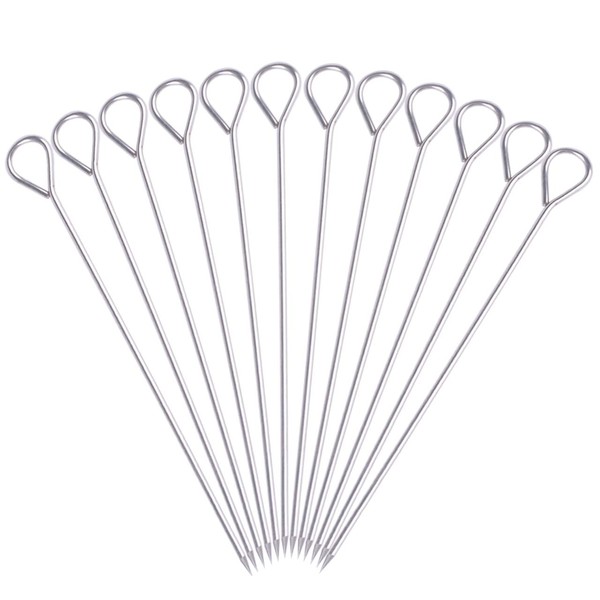 HONSHEN 8 Inch Stainless Steel BBQ Skewers, Shish Kebab Kabob