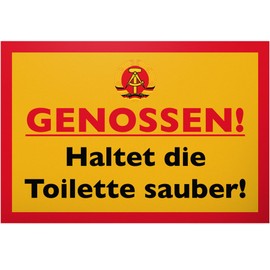 DankeDir! Genossen Toilette sauber DDR - 30 x 20 cm Sign - Funny Toilet Sign for Hanging Toilet Sign Toilet Sign - Decorative Guest Toilet Door Sign Men's Wall Guest Toilet