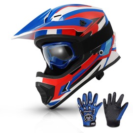 TCMT Youth Kids ATV Motorcycle Helmets Includes Goggles, Gloves and Bag