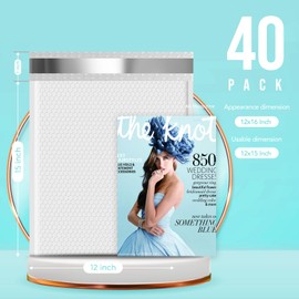 Fuxury Bubble Mailers 12x15" White Padded Envelopes 40 Pack Large Bubble Mailer Strong Adhesion Padded Mailer,Self-Seal Bubble Envelope for Mailing Small Business,Magazine, Clothing.