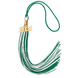 2026 Tassel Graduation, Tassels for Graduation Cap 2026, Green White Tassel Cap Decorations with Gold Charms Memorial Cords Graduate Hat Ceremonies Accessories for Class of School Grad Souvenir Gifts