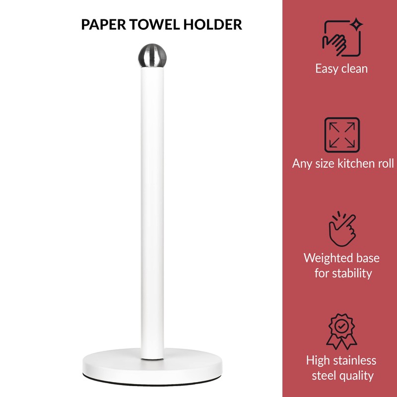 Novel Solutions Stainless Steel Matt White Coated Kitchen Towel Roll