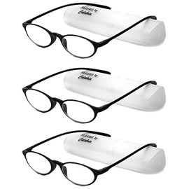 Calabria 719 Flexie Oval Reading Glasses +2.00 Ebony (3pack) Men/Women Bendable One Power Readers TR90 Flexible