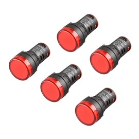Heschen 22mm LED Indicator Pilot Light, AD16-22D/S, 12VDC 20mA, Red Light Colour, 5Pack