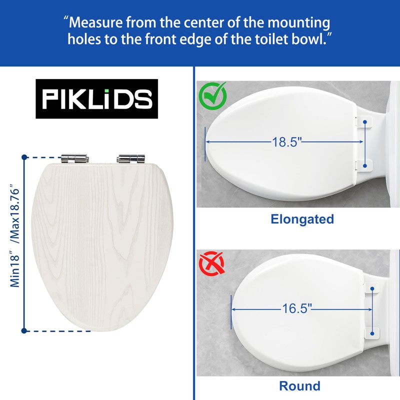 Wood Toilet Seat, Slow Close, Premium Moulded Wood, Quick Release,