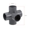 sourcing map 5-Way Elbow PVC Pipe Fitting Furniture Grade 32mm