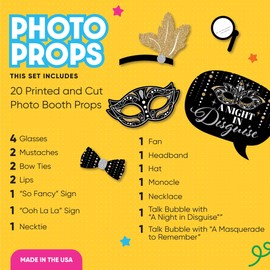 Big Dot of Happiness Masquerade - Masquerade Photo Booth Props - Venetian Mask Party Photo Booth Props - Venetian Mask Photo Booth Props - Themed Party Decorations- Funny Photo Props - 20 Count
