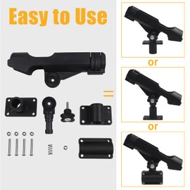 Fishing Boat Rods Holder 360 Degree Rotation Adjustable Fishing Pole Rod Racks with Large Clamp Folding Holder