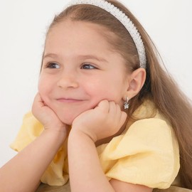 925 Sterling Silver Cubic Zirconia Butterfly Dangle Hoop Earrings For Girls (Clear CZ)