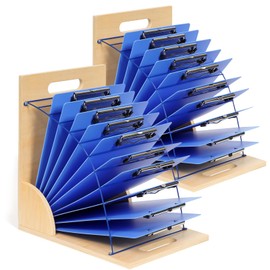 GAMENOTE 2 Pack Clipboard Holders - Wood and Metal Clipboard Stand Clipboards Storage Rack Small White Board Organizer for Classroom Office (Assembly Required) (2)