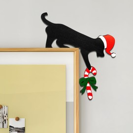 1PC Wooden Christmas Door Corner Decoration, Topper Frame Corner Decor,Christmas Cat Sign Wall DIY Craft Ornament Door Frame,Wooden Sculpture for Living Room Bedroom Office Outdoor Indoor Frame