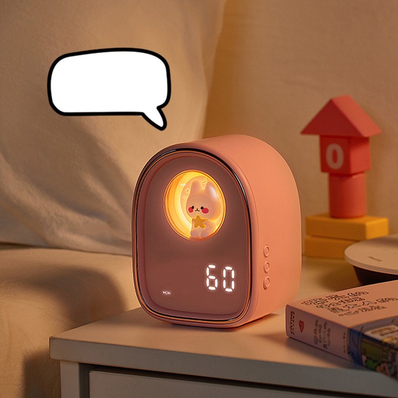 Smart Alarm Clock Cute Rabbit Capsule Look LED Night Light