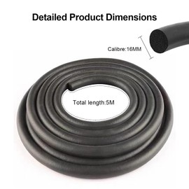 5 Metre Round Cord Joint Sealing Cord, Diameter 16 mm Diameter Joint Cord Filling Cord, EPDM Joint Filling Profile, Joint Seal, Black Foam Round Cord, Joint Seal for Windows, Walls and Ceilings