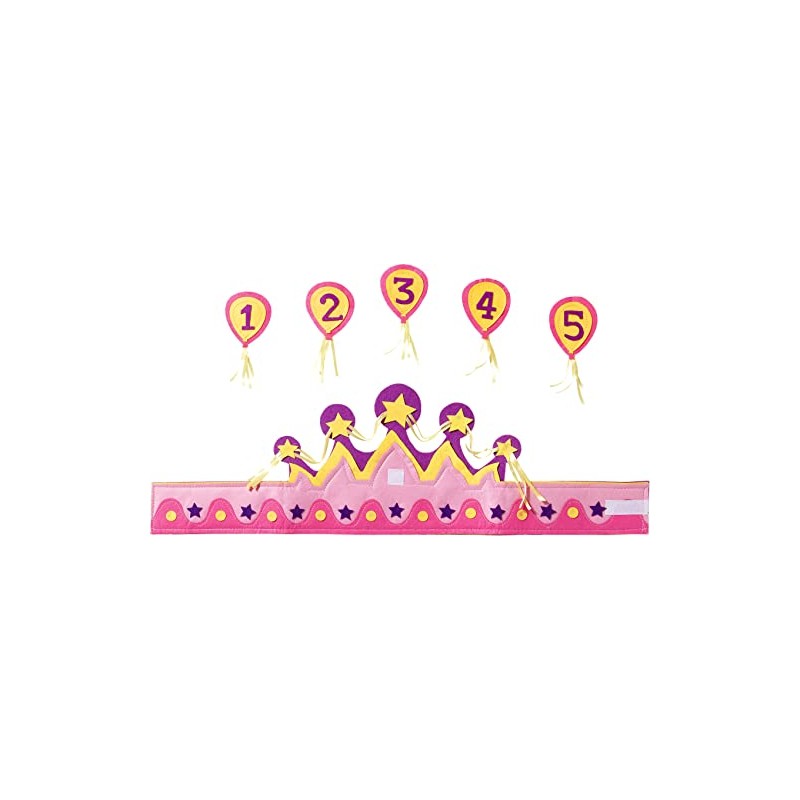 Folat F-8791 Children's Birthday Crown with Numbers Party Accessories Pink
