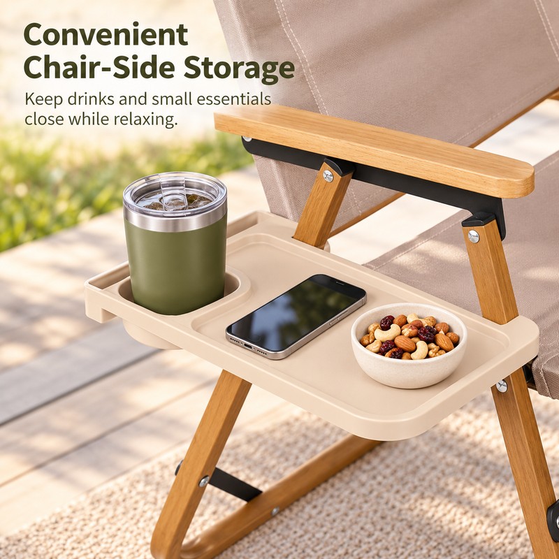 Camping Chair Side Tray with Cup Holder – Clip-On PP