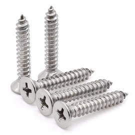 Glvaner #14 x 1-1/4 inch Flat Head Wood Screws Sheet Metal Screw 50 pcs 304 Stainless Steel 18-8 Self Tapping Screw