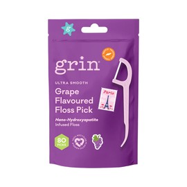 Grin Ultra Smooth Grape Flavoured Floss Picks, 80 Picks