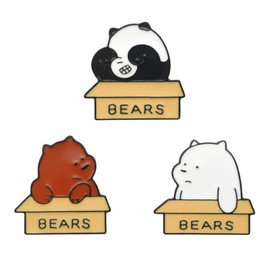 Set of 3 Bear Enamel Lapel Pin Brooch Badge Cute Pins for Backpacks Cartoon Lapel Pin for Jackets Funny Brooches Pins Gift DIY Accessory for Clothing Bags Hat