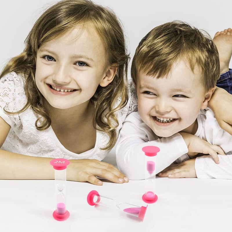 HOKPA Two Minutes Sand Timer, 6Pcs Pink Mini Glass Hourglass