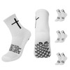 Meudid 3 Pair Youth Grip Soccer Socks with Cross -