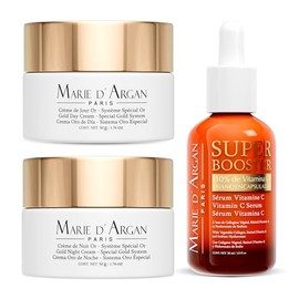 Marie dArgan Kit Facial Antiedad 3 Piezas, Cremas De Da Y Noche Con Oro 24K 50 g, Srum Vitamina C 10 30 ml Con Retinol Y cido Hialurnico, Para...     