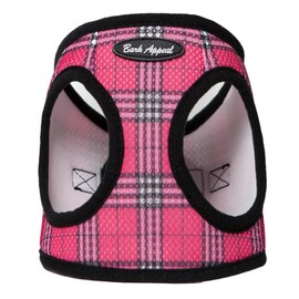 Bark Appeal Raspberry Plaid Step-in Dog Harness for Small-Medium Pets – Updated Sizing, Re-Measuring is Essential – Soft Vest Harness – Anti-Choke with Adjustable Strap & Heavy Duty Clip – XS