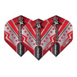 WINMAU Dart Flights - Proffessional Player - Prism Delta Joe Cullen Rockstar Extra Thick 100 Micron - 1 Set per pack (3 darts Flights in total) - Professional Darts Accessories - Red & Grey