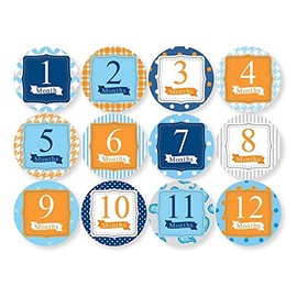 New Child to Cherish Baby Monthly Milestone Stickers, Blue