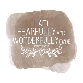 Family Fearfully and Wonderfully Made Loving Quote Wall Decal Decoration Psalm 139:14 Beautiful Bible Verse Mini Heart Vine Lasts Years and Easily Removable - Size: 12 in(W) x 20 in(H)