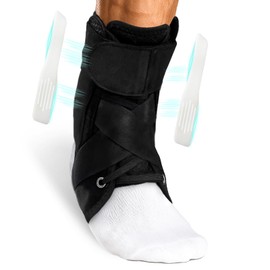 ZAHRVIA Quick Lacing Ankle Brace, Adjustable Foot Bandage with Removable Stabiliser for Men Women, Ankle Brace for Sprains, Injury Recovery, Sports (L)