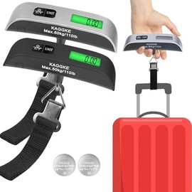 2-Pack Travel Digital Luggage Scale - Portable Luggage Scale -Luggage Scales for Suitcases - Ideal for Travel Scale Luggage Weight - 110LB/50KG, Includes Battery - Temperature Display Luggage Scale