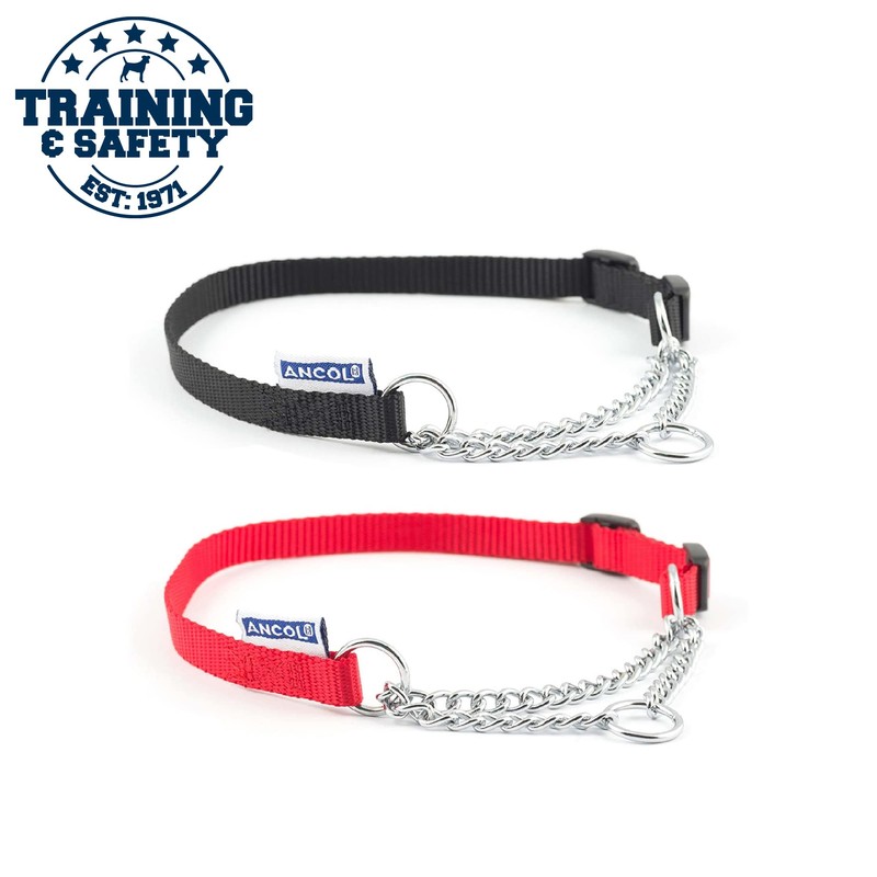 Ancol Heritage Nylon & Chain Check Collar Red 45 -