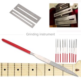 Alomejor Guitar Repair Set, Guitar Bridge Saddle Nut File Set, Stainless Steel, Professional Repair Maintenance Tools, Files, Sanding Sponge Set