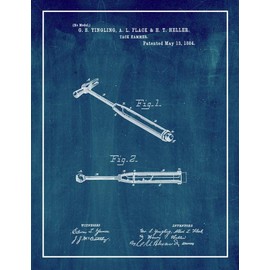 Tack Hammer Patent Print Midnight Blue with Border (20" x 24") M14462