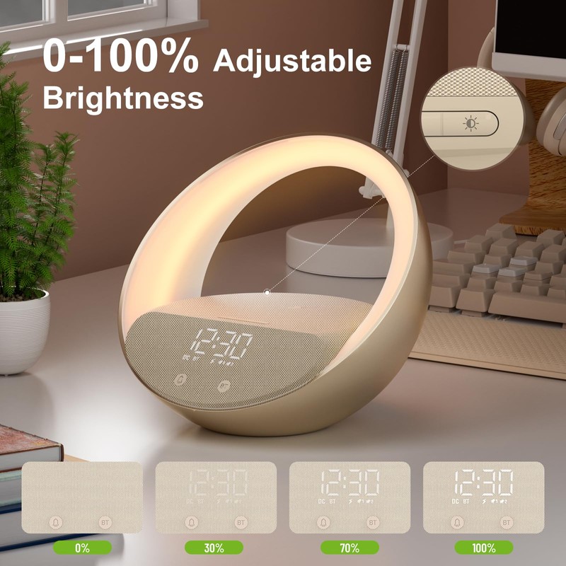 FUNFOR Bluetooth Alarm Clock, Sunrise Simulation Wake Up Night Light,