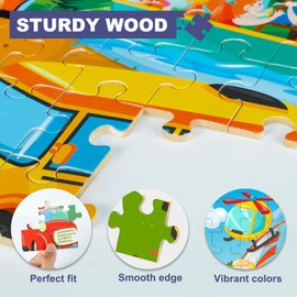 Wooden Puzzles for Kids Ages 4-8, 60 Pieces Jigsaw Puzzles for Kids 3 4 5 6 7 8 Preschool Learning Educational Puzzle Toys Set for Boys Girls Gifts- Dinosaur, Ocean, Animals, Insect, Space, Vehicles