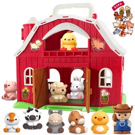 SpringFlower Juguetes para Niños Pequeños de 1 2 3 Años de Edad Niños y Niñas, Juguete de Granero Grande con Animales de Granja, Juguetes Educativos Montessori, Juguete de Simulación de Granja, Regalo