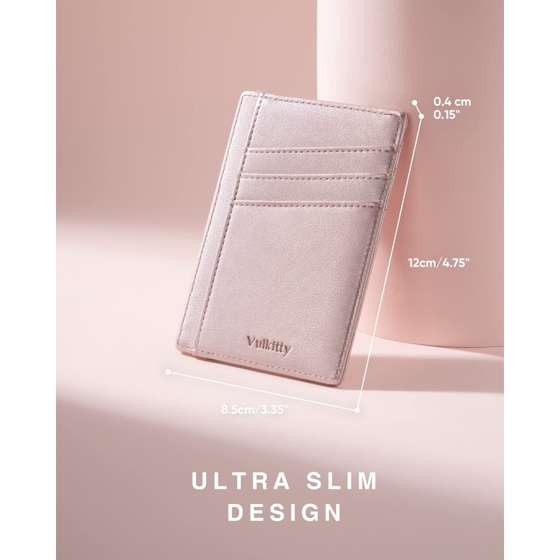 Vulkitty Slim Credit Card Holder Wallet for Women, Small Minimalist