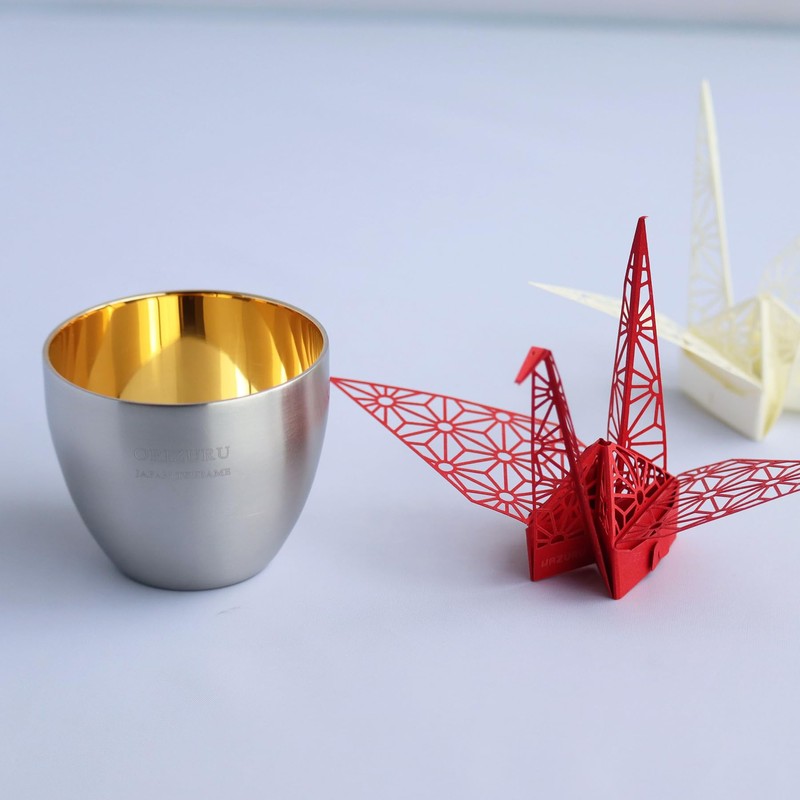 Nagao Tsubame-Sanjo Pair Drinking Cup Set, Origami Gold, Diameter 6