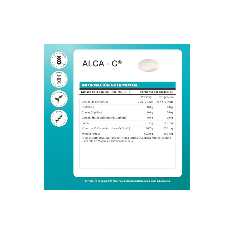 Matter Alca-C, Vitamina C como Ascorbato de Sodio, Apoyo Antioxidante,