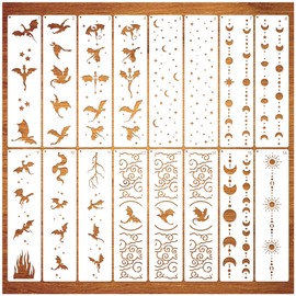Border Stencils for Painting Moon Star Dragon Book Edge Background Template Paint Stencils for Painting on Wood Burning Art Craft Canvas Furniture Wall(book16)