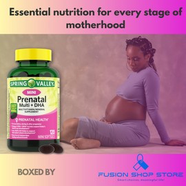 Prenatal Vitamins for Women Spring Valley- 120 Mini Softgels Multivitamin/Multimineral (Pack of 1), Boxed by Fusion Shop Store